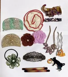 レトロ、モダンなヘアアクセサリー14点セット(おまけあり！)