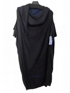 新品 io comme io ドレープニットチュニック ブラック×ネイビー 半袖