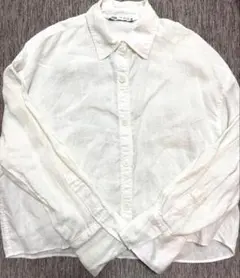 ZARA リネン ホワイト 長袖シャツ M