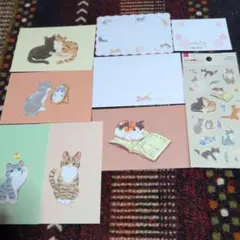 猫イラスト レターセット ・ポストカード・シール