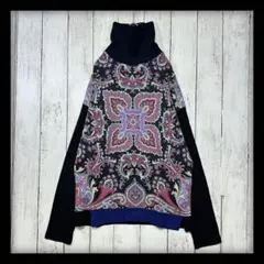 【ETRO☆エトロ】イタリア製ペイズリー総柄ニット☆薄手☆タートルネック☆38のサムネイル