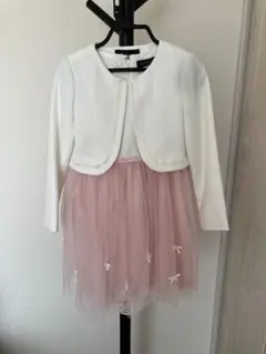 入学式　女の子　120cm フォーマルドレス ボレロ付きピンクチュールドレス