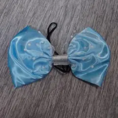 水色サテンリボン　ヘアバンド