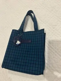 正規品　現行品　ファミリア　トートバッグ　青　チェック　小　バッグ　入園式