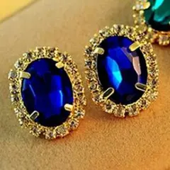 軽い！存在感抜群キラキラビンテージ風ピアス ロイヤルブルー 新品送料無料 韓国