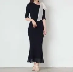 snidel ショルダーリボンアシンメニットワンピース