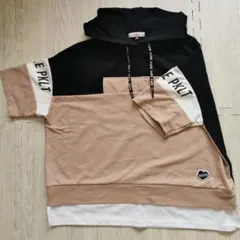 ピンクラテ　フードTシャツ XS/150