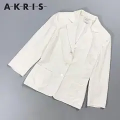 AKRIS コットンテーラードジャケット 裏地無 肩パッド付 白 38*HD12