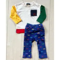 moujonjon 長袖トップス＋パンツセット 80 男の子 車柄 記名なしタグ