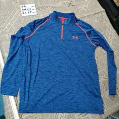 アンダーアーマー テック ハーフジップ 長袖 シャツ LG ブルー×オレンジ