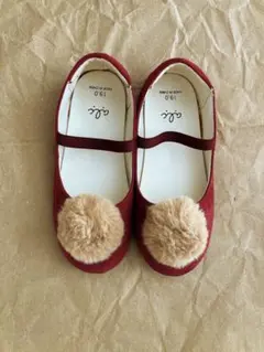 ファー付きポンポン キッズシューズ 19.0