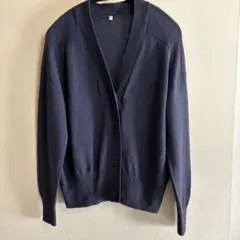 無印良品 Vネックカーディガン ネイビー　ヤクウール入り　サイズM〜L