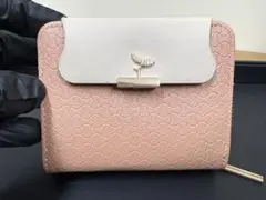 エンボス加工 ピンク 二つ折り財布