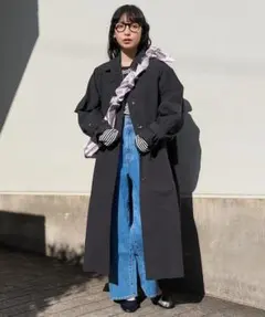 FREAK'S STORE vintage likeステンカラーコート　ブラック