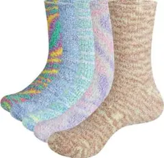 ルームソックス 靴下 21〜23cm 5足セット モコモコ カラフル