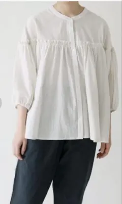 サマンサモスモス　配色ギャザーブラウス