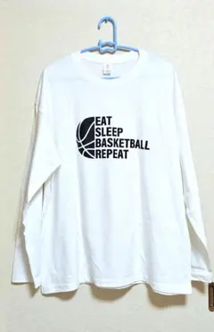 メンズ　バスケット　長袖Tシャツ　白　2XLサイズ
