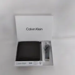 【B品】カルバン・クライン 二つ折り財布とキーリングセット　こげ茶