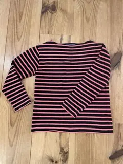 SAINT JAMES 長袖Tシャツ 黒とピンクのストライプ