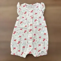 赤い金魚柄ロンパース（フリル付き）