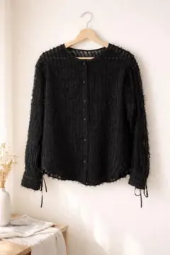 SLOBE IENA スローブイエナ シアーブラウス フリンジ 黒　フリーサイズ