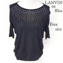 【LANVIN en Bleu】スタッズ ドルマンニット 薄手 黒 サイズ38のサムネイル