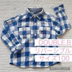 DOUBLE.B ダブルガーゼ　リバーシブル　シャツトップス100