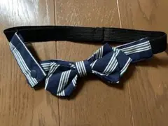 ネイビー ストライプ 蝶ネクタイ 調整可能