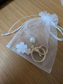 桜　チャーム　パール　キーホルダー