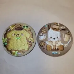 サンリオキャラクターズ刺繍缶バッジビスケット3 ポムポムプリン ポチャッコ
