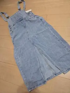 デニムサロペット ライトブルー スリット入り