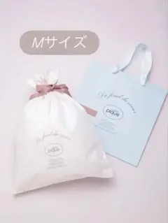 ジェラートピケショッパー 紙袋 ピンク巾着セット Mサイズ