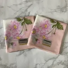 renoma PARIS ハンカチ 2枚セット 花柄 ピンク 同柄 未使用