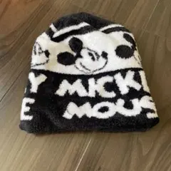 ミッキーマウス ニット帽 ブラック・ホワイト