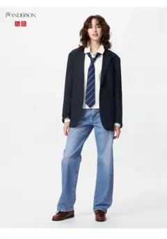 未使用品！ユニクロ　ストレートジーンズ/丈長め