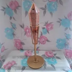 【台座付き】 天然石 桜瑪瑙 ドゥルージー入り 花吹雪模様 ポイント タワー