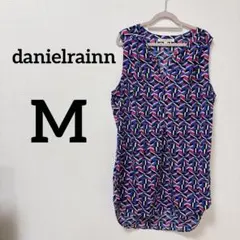 幾何学模様 ノースリーブ Ｖネック　チュニック【M】カラフル　マルチカラー