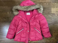 ZARA ピンク ダウンコート サイズ6 ファー付き 116cm