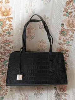 ラルフローレン モスグリーン 牛革クロコダイル型押し艶エナメル ショルダーバッグ