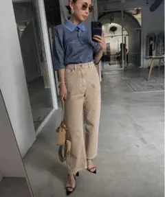 Ameri BLEACH COLOR DENIM ベージュ　25のサムネイル