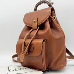 GUCCI リュック バッグパック バンブー ブラウン レザー 金具のサムネイル