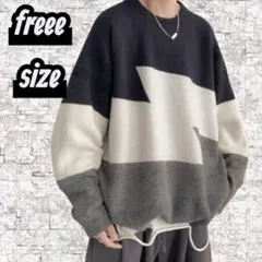 メンズ　ニット　 セーター　冬 トップス　モノトーン　ラウンドネック 韓国