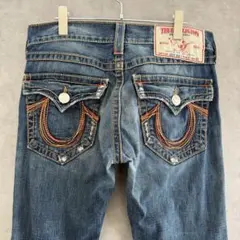 TRUE RELIGIONトゥルーレリジョンダメージ加工 フレアデニムパンツ