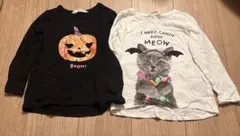 H&M ハロウィン　ロンTセット　かぼちゃ　猫　100cm