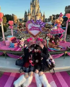 ディズニー　ピンク✖️ヒョウ柄　ファンキャップ