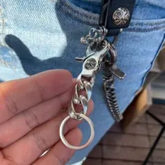 シルバー925 クロスボール キーチェーン キーホルダー キーリング 鍵