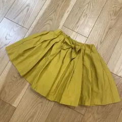 美品！petit main プティマイン　リボン付き　タックスカート　マスタード