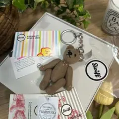 新品未使用　Steiffシュタイフ　スワロフスキーテディベアキーリング　チャーム