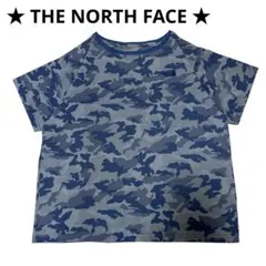 【美品】ノースフェイス　カモフラ(迷彩)半袖Tシャツ　メンズレディース　青系XL
