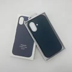 新品　純正互換品-iPhone16 レザーケース ブルー